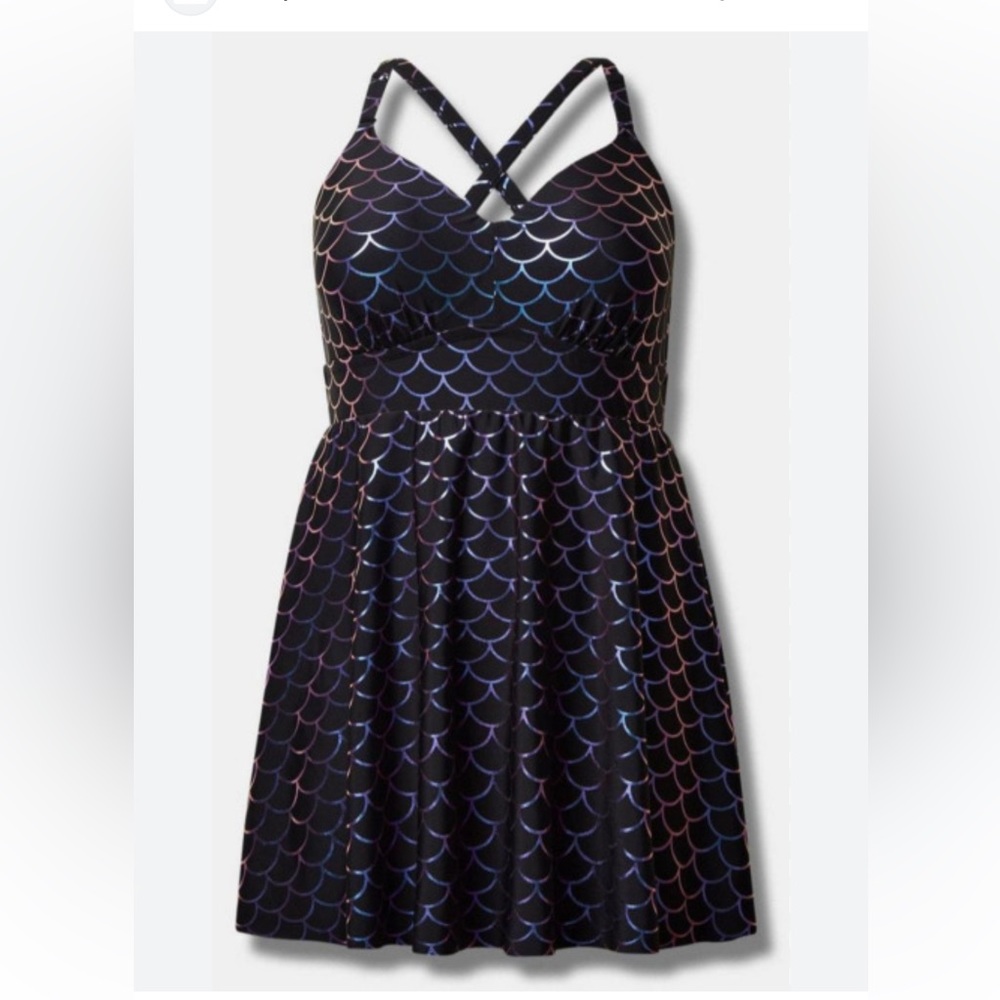 torrid Black Mermaid-Scale One-Piece Swim Dress